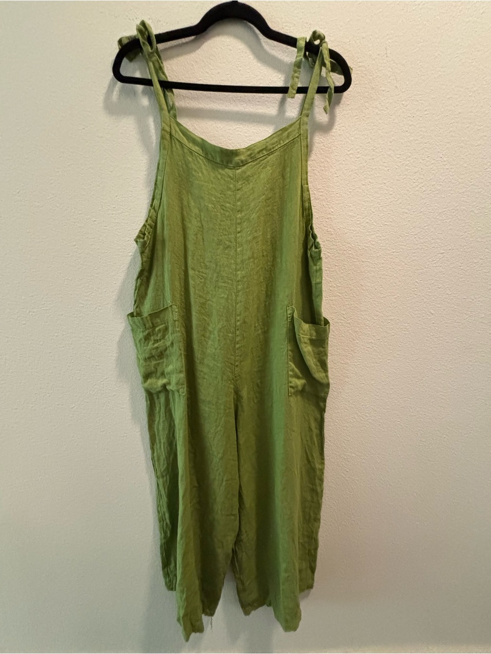 Meo Meli Green Tie-Strap Italian Linen Jumpsuit